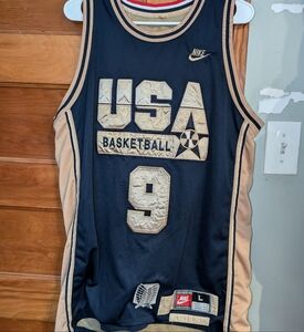 Men's Michael Jordan Nike Gold #9 Basketball Jersey Olympics Size Large
